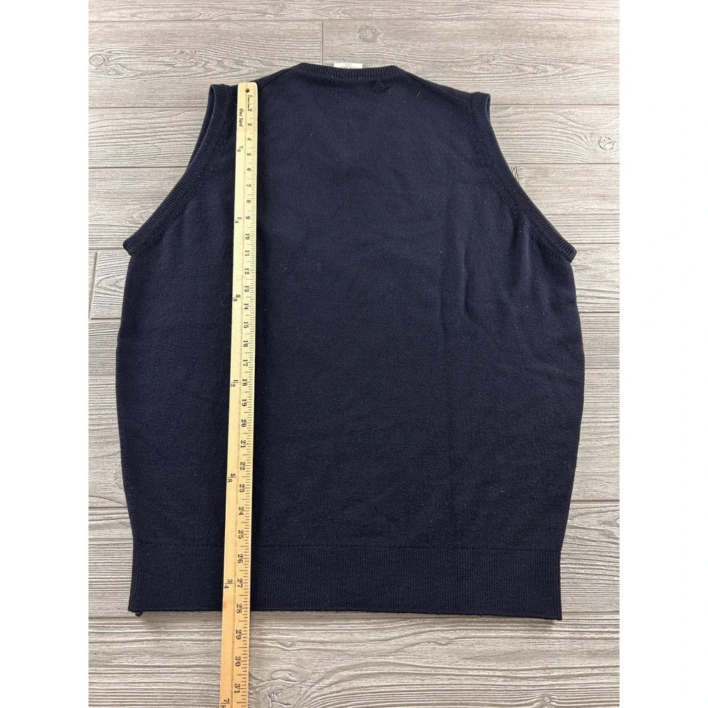 Classic V-Neck Sweater Vest - Navy with Embroidered Crest